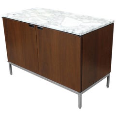 Knoll Marble Top Credenza in Walnut and Calacatta Designed by Florence Knoll