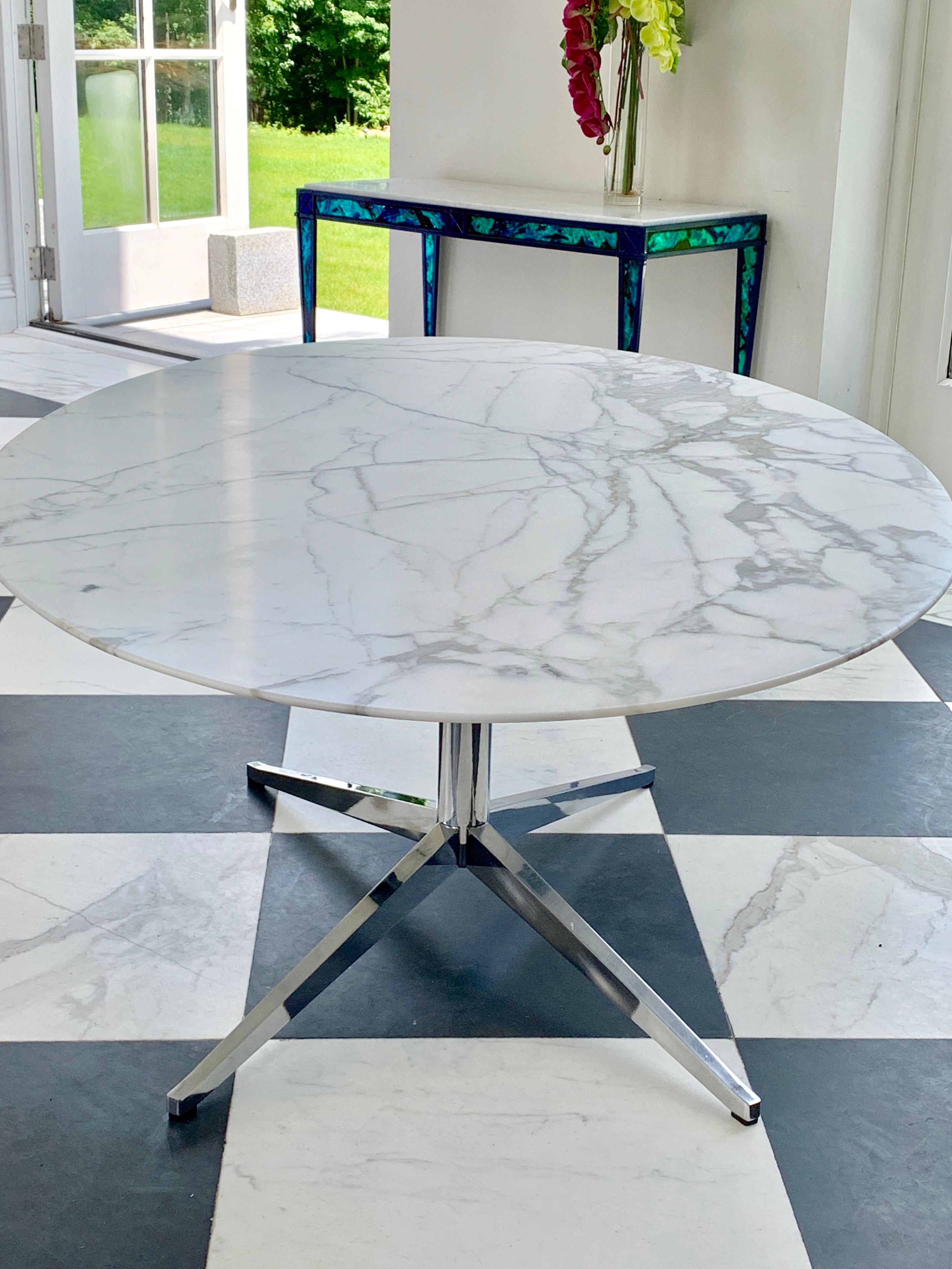 Mid-Century Modern Knoll Marble Top Oval Dining Table