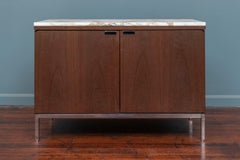 Knoll Style Marble Top Walnut Credenza