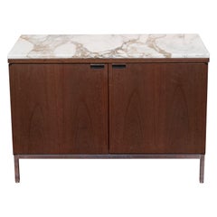 Knoll Style Marble Top Walnut Credenza