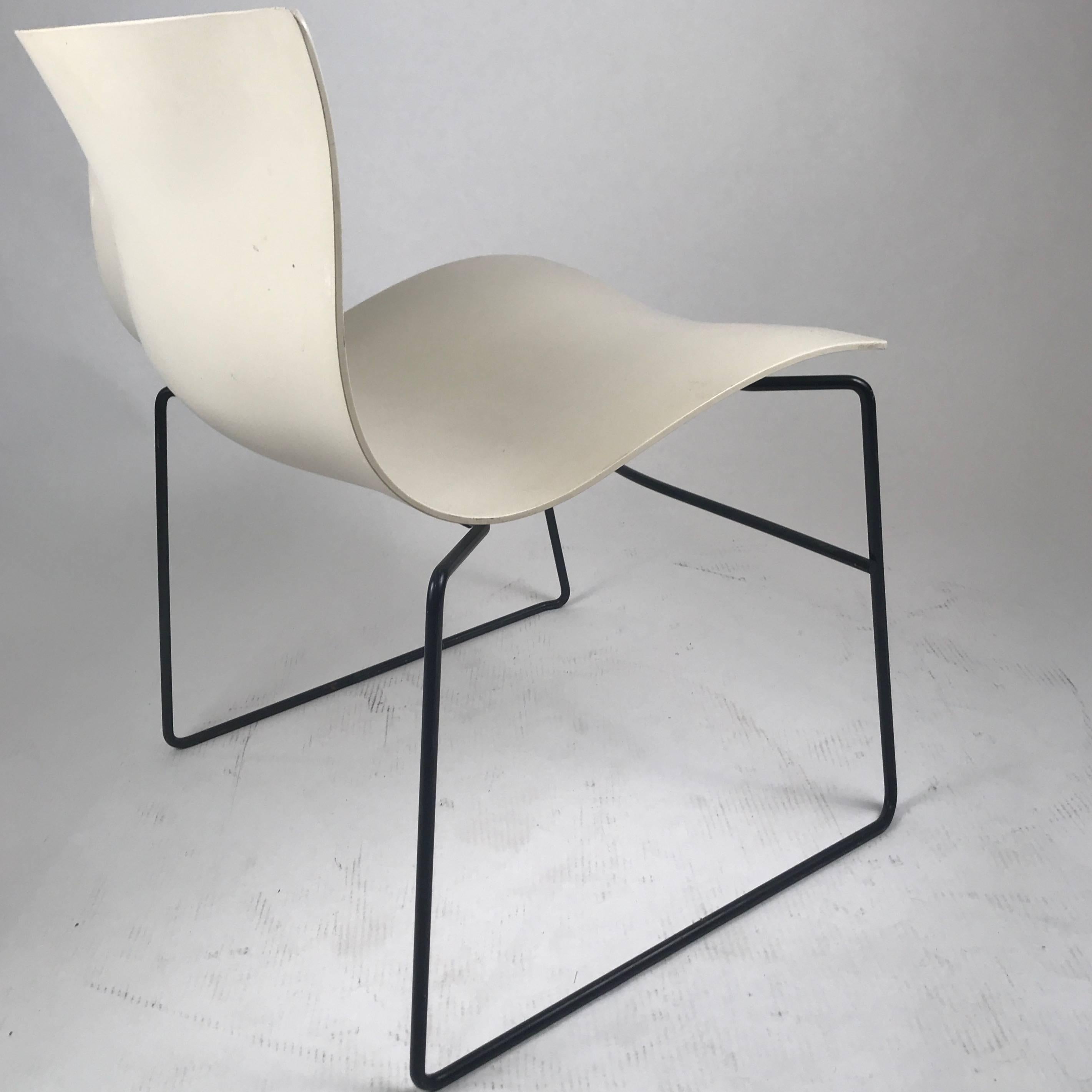 Post-Modern Knoll Massimo Vignelli Handkerchief Stacking Chairs in Black & White 40 Avail