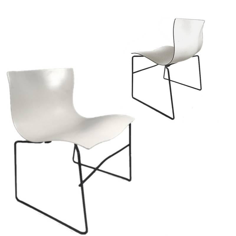 Knoll Massimo Vignelli Handkerchief Stacking Chairs in Black & White 40 Avail