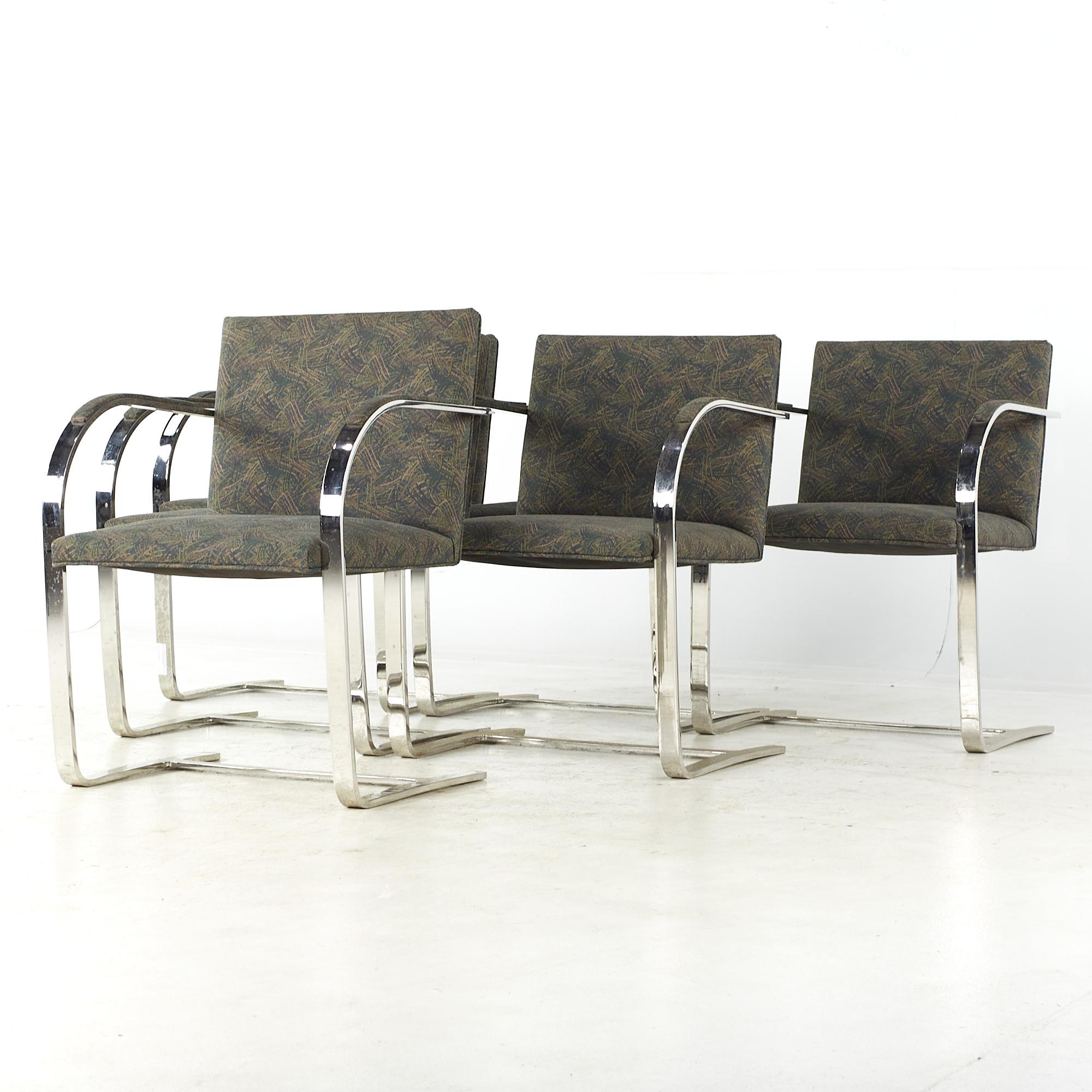 Mid-Century Modern Knoll Mid Century Brno Flatbar Chrome Dining Chairs - Set of 6 For Sale
