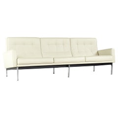 Knoll Mid Century Chrome and Leather Parallel Bar Sofa