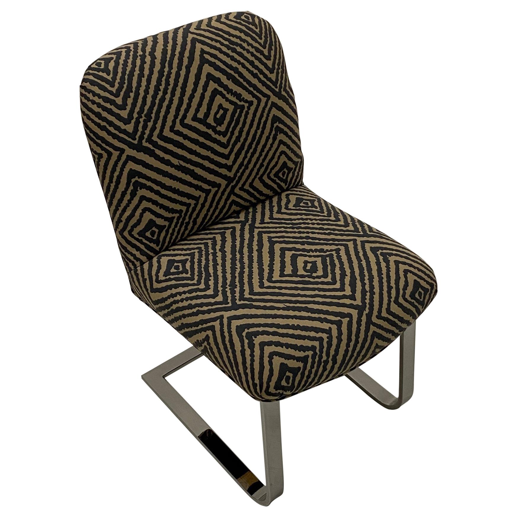 Knoll Mid-Century Modern Chrome Side Chair with Geometric Upholstery