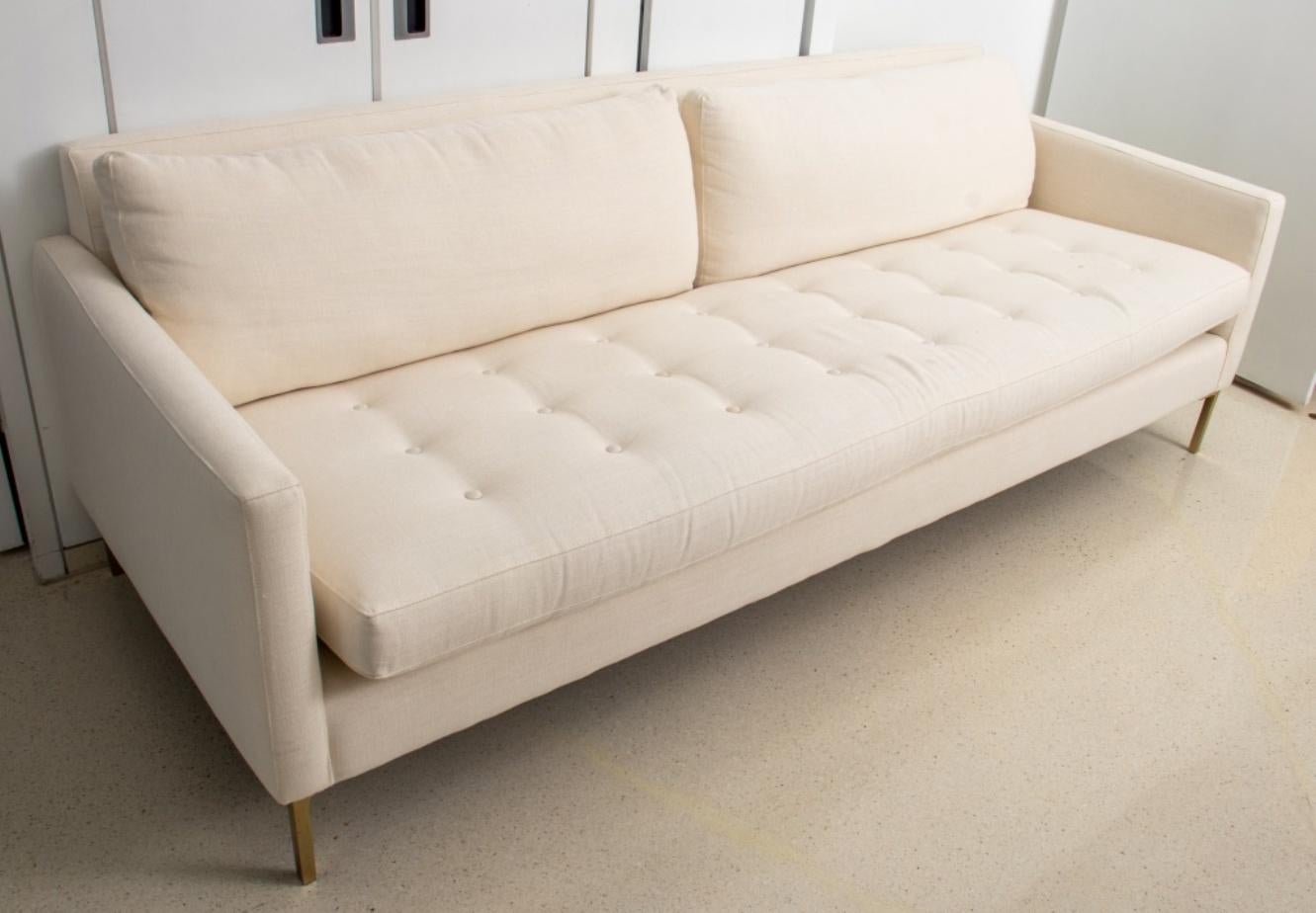 Linen Knoll Mid-Century Modern Style Sofa For Sale