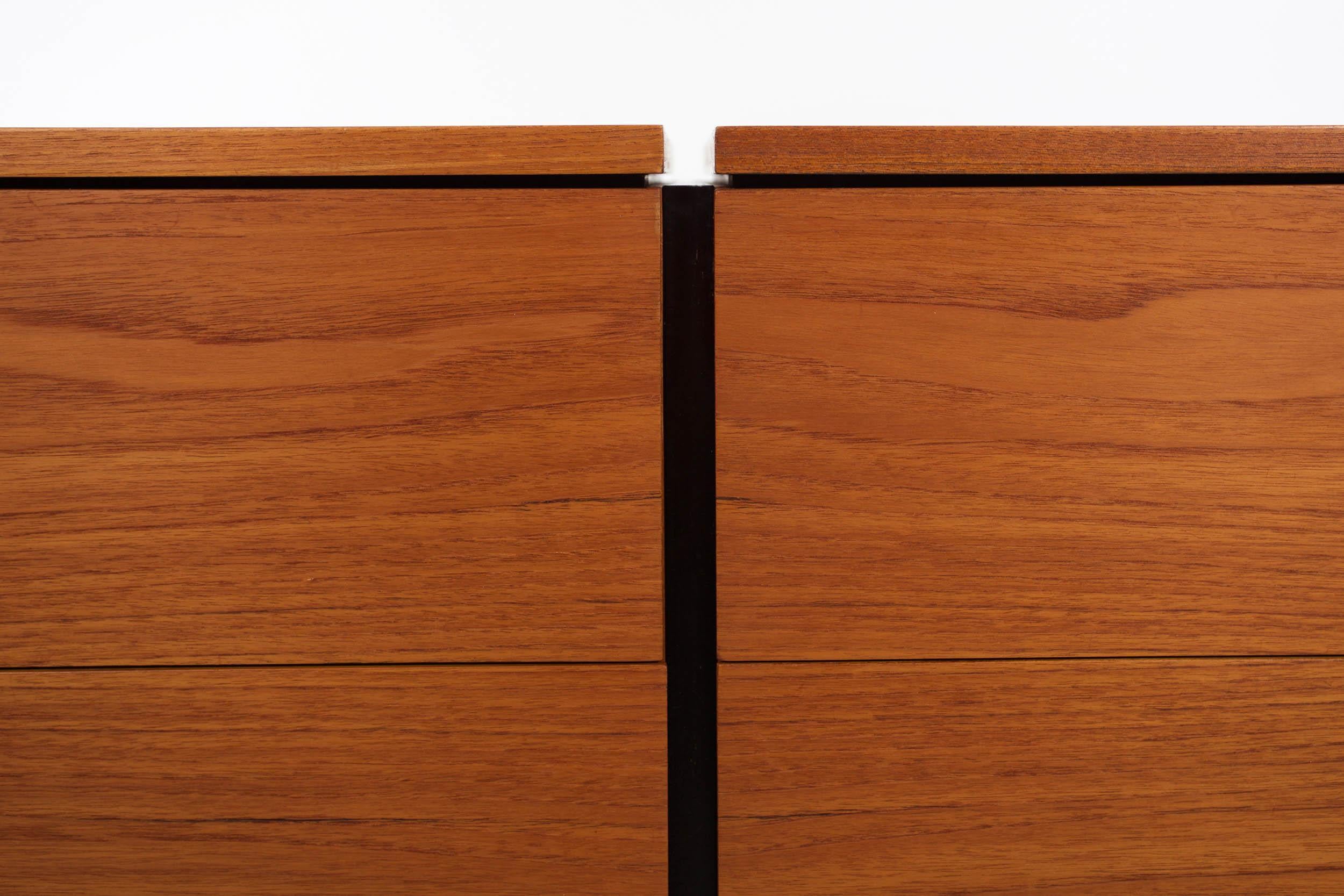 Knoll Mid-Century Modern Teak and Chrome Double Chest Credenza, circa 1970 For Sale 12