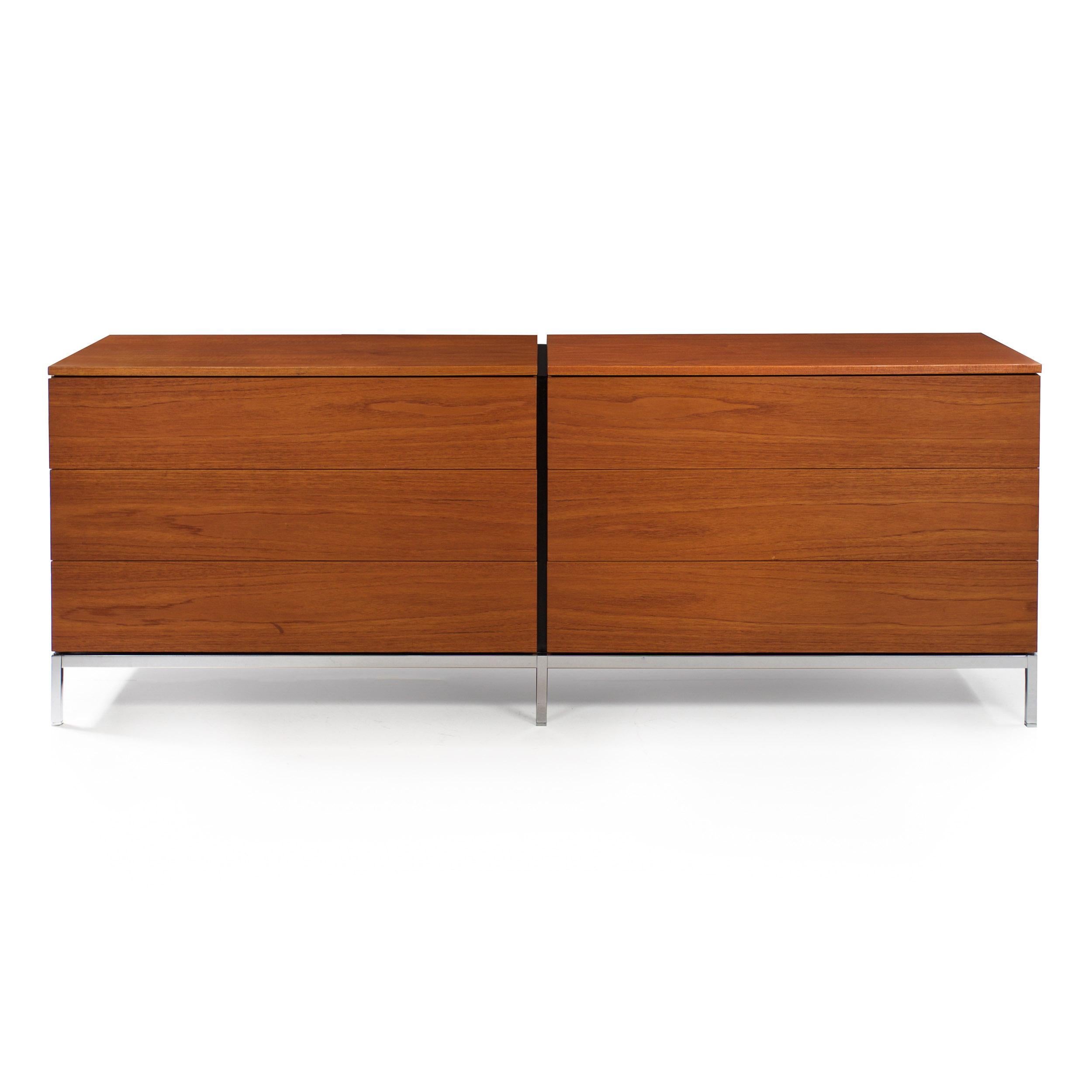 KNOLL TEAK AND CHROME DOUBLE CHEST CREDENZA
Stamp dated 