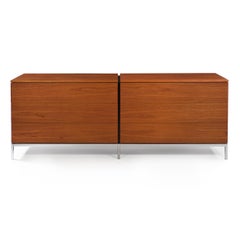 Knoll Mid-Century Modern Teak and Chrome Double Chest Credenza, circa 1970