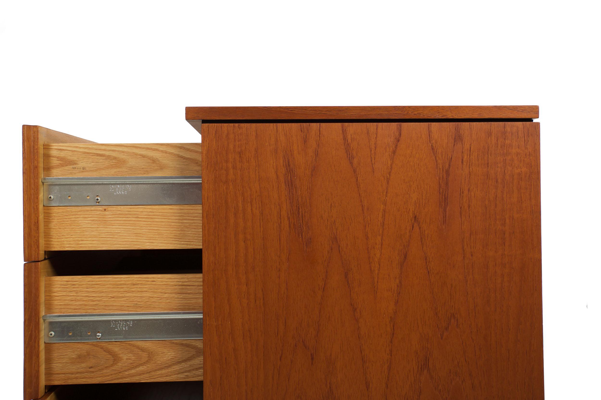 Knoll Mid-Century Modern Teak and Chrome Double Chest Credenza, circa 1970 For Sale 1