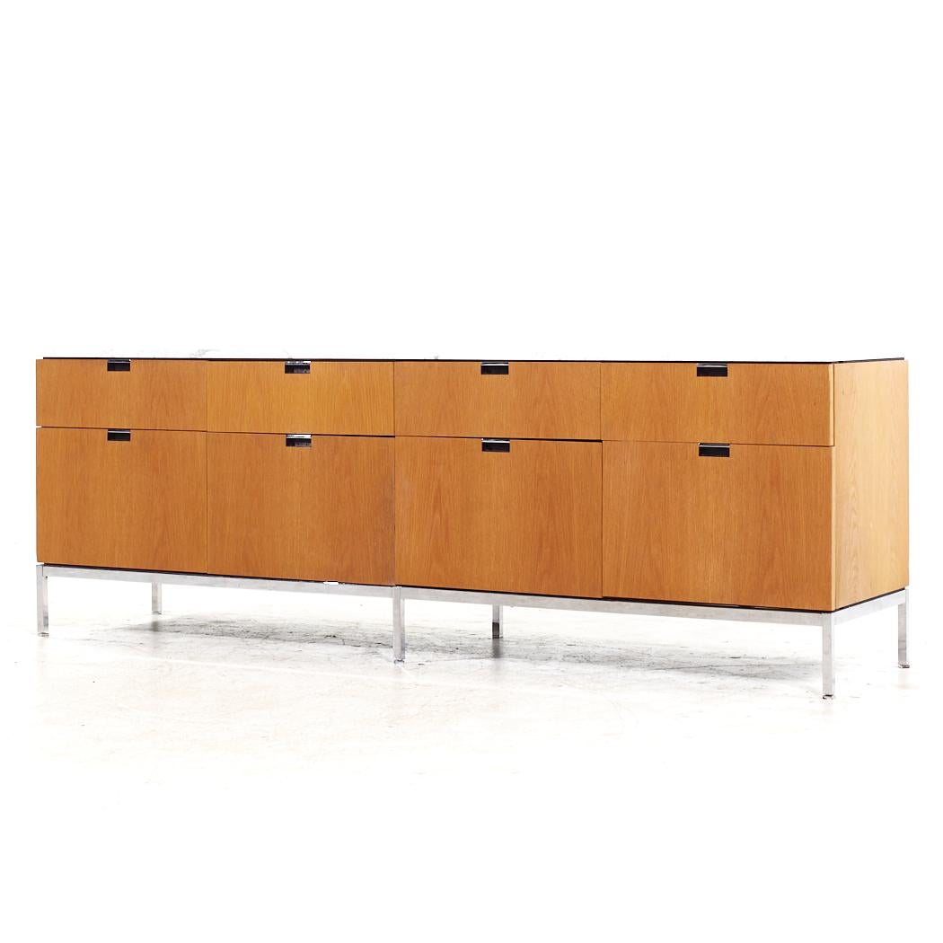 Mid-Century Modern Knoll Mid Century Natural Oak and White Marble Top Credenza