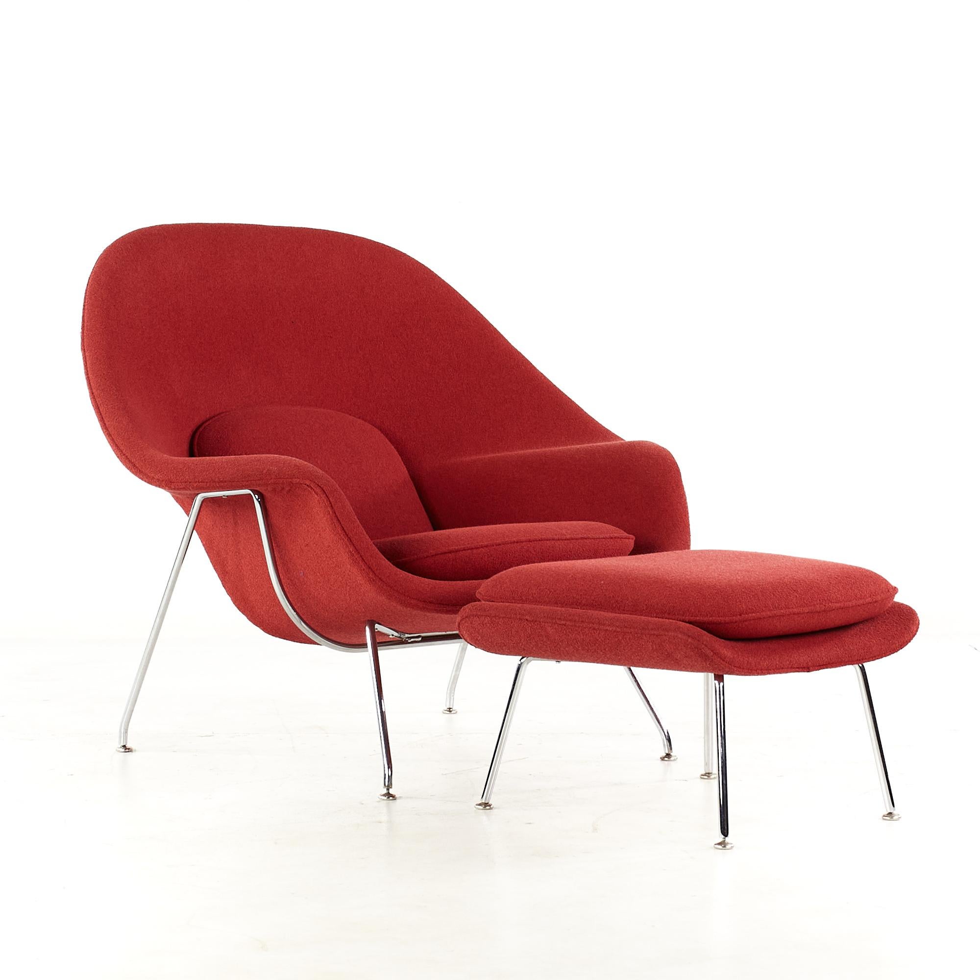 American Knoll Mid-Century Womb Chair and Ottoman, Pair