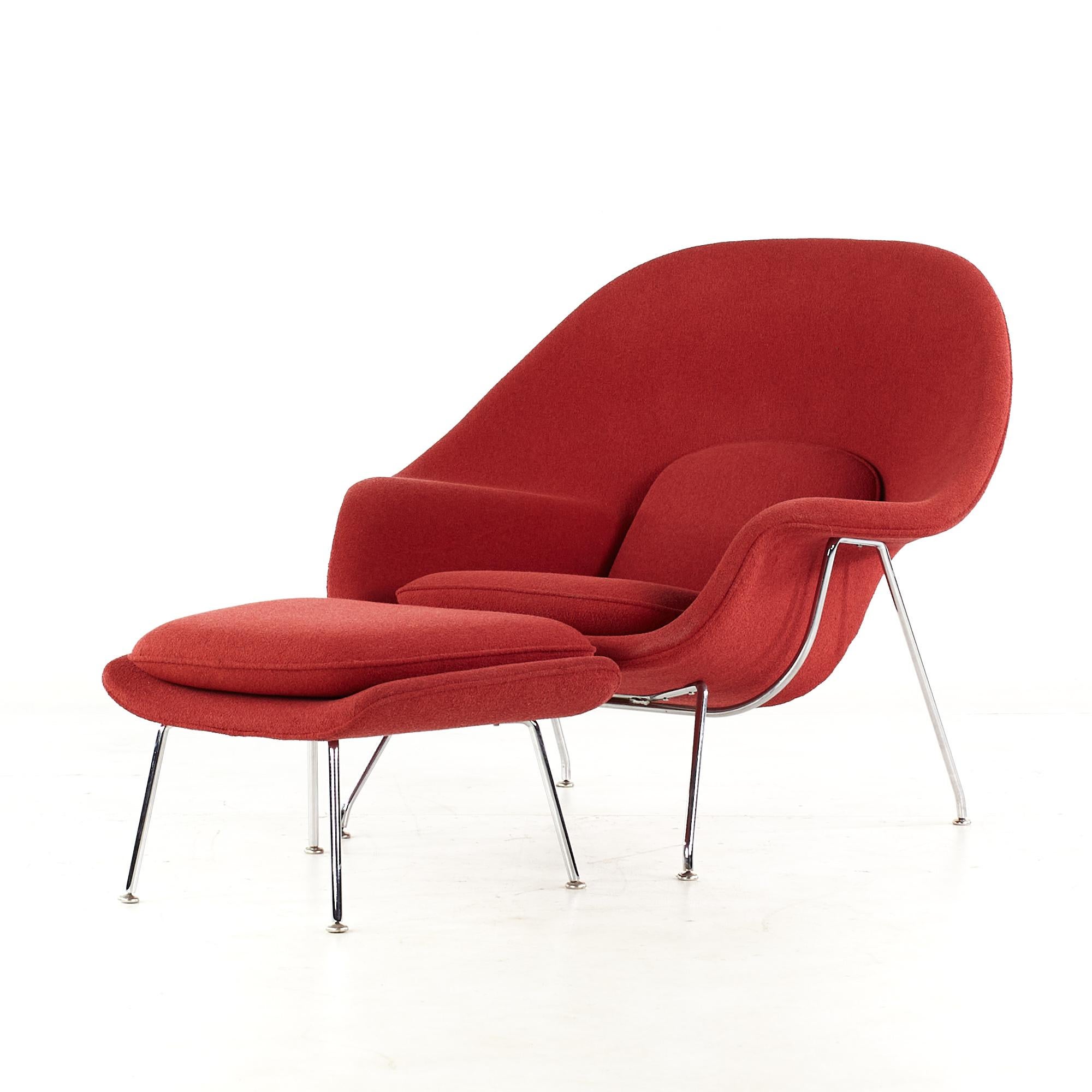 Late 20th Century Knoll Mid-Century Womb Chair and Ottoman, Pair