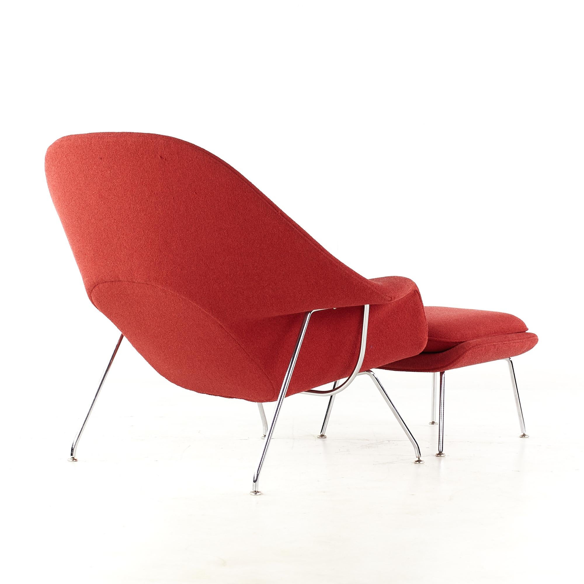 Upholstery Knoll Mid-Century Womb Chair and Ottoman, Pair