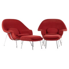 Knoll Mid-Century Womb Chair und Ottomane, Paar