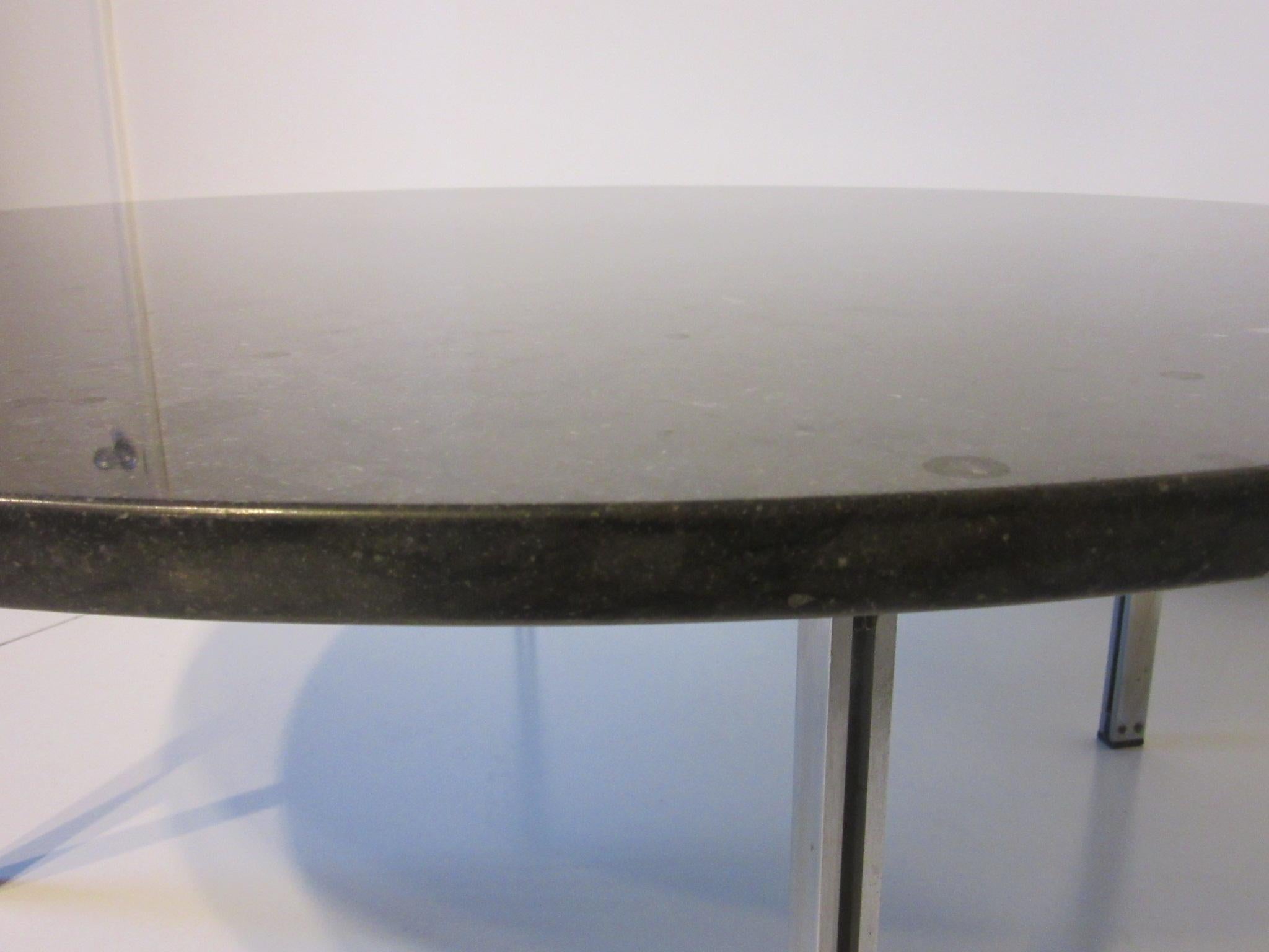20th Century Knoll Moroccan Fossil Marble and Steel Parallel Bar Coffee Table