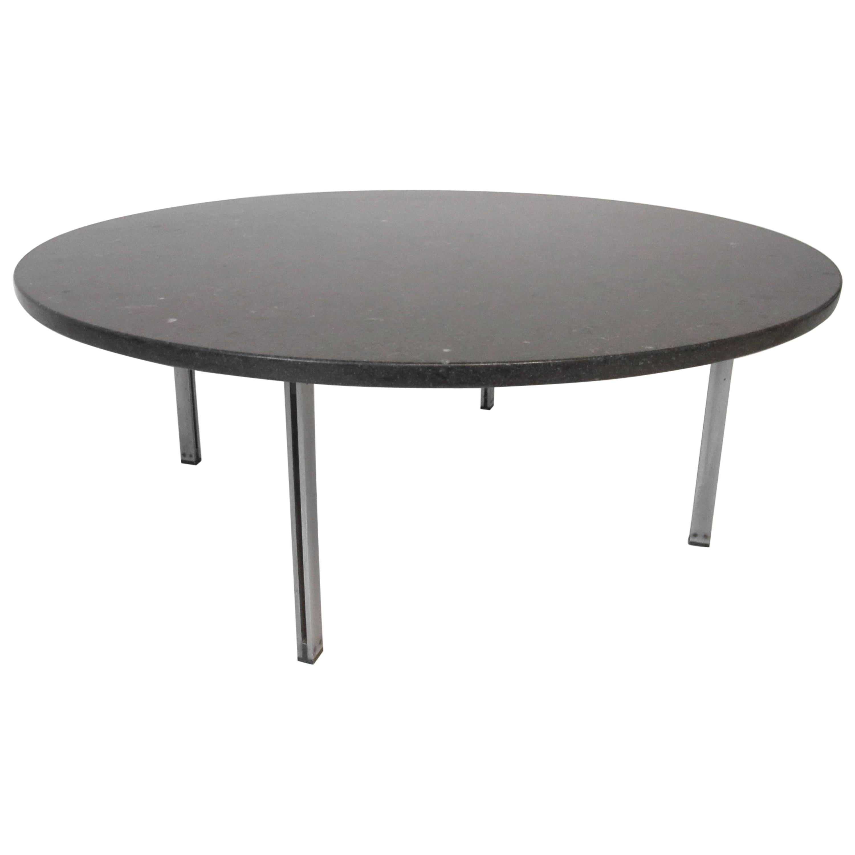 Knoll Moroccan Fossil Marble and Steel Parallel Bar Coffee Table
