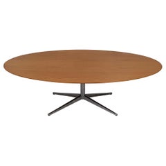 Florence Knoll Oval Dining Table Desk Mid-Century Modern Mahogany 1961 Pedestal 