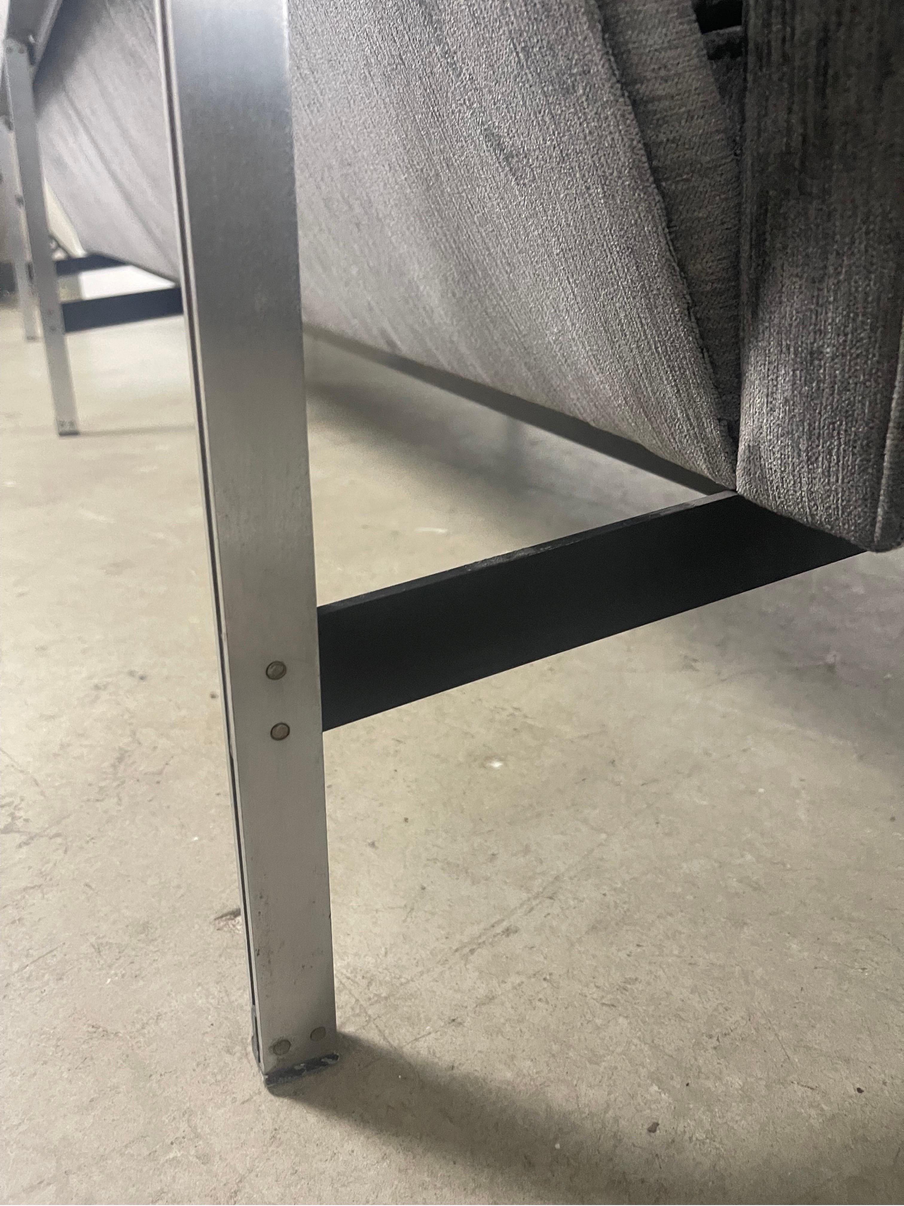Knoll Parallel Bar Sofa in Gray Velvet 1