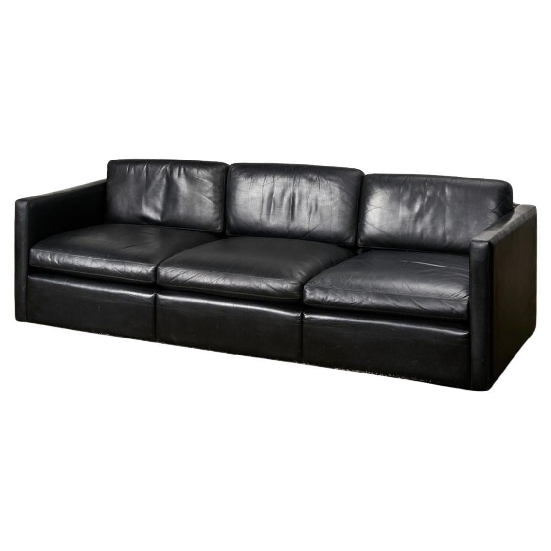 Knoll Pfister Black Leather Sofa, 1971 For Sale