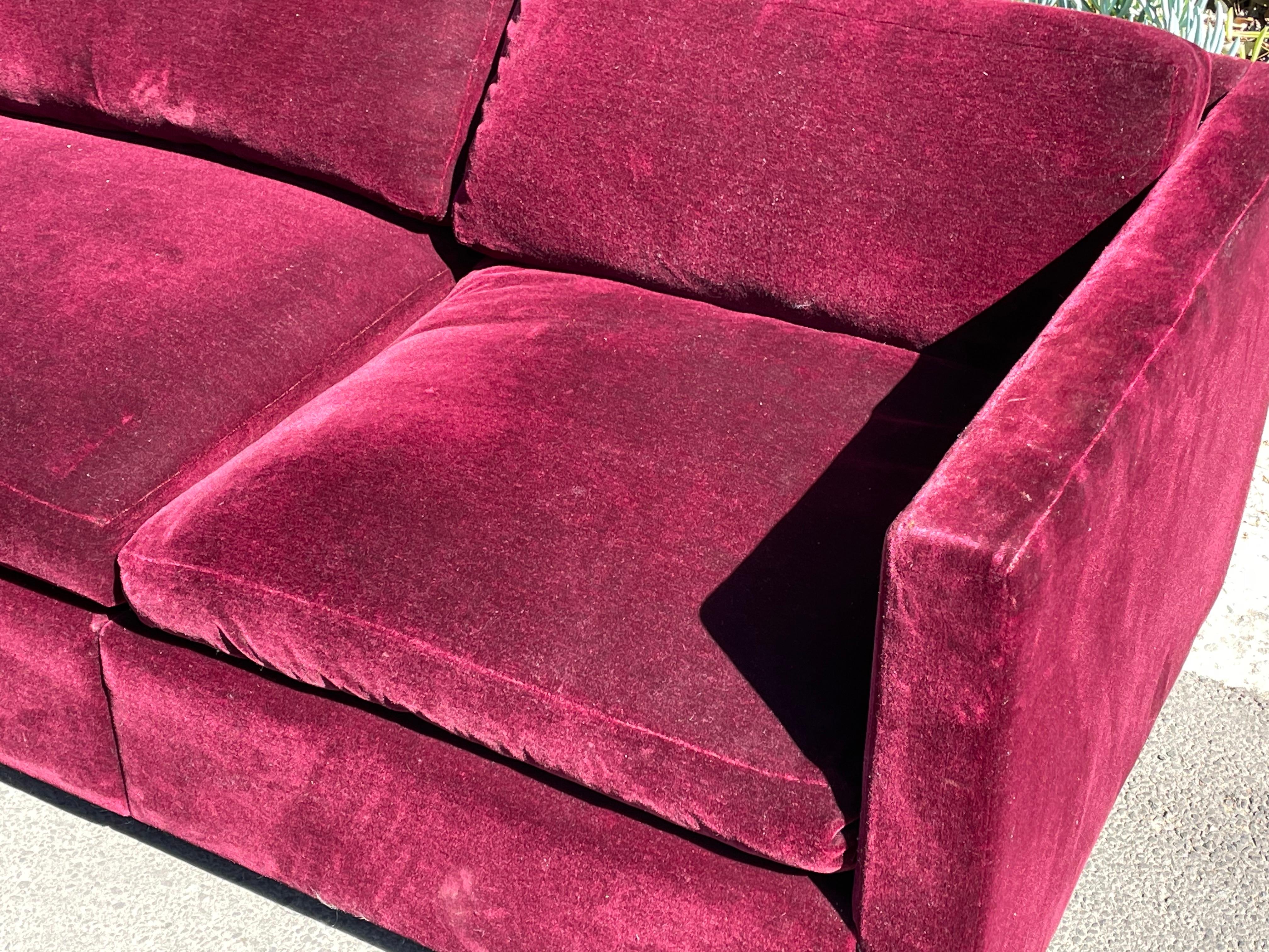 Knoll Pfister Tuxedo Sofa in Original Red Mohair, 1970s 6