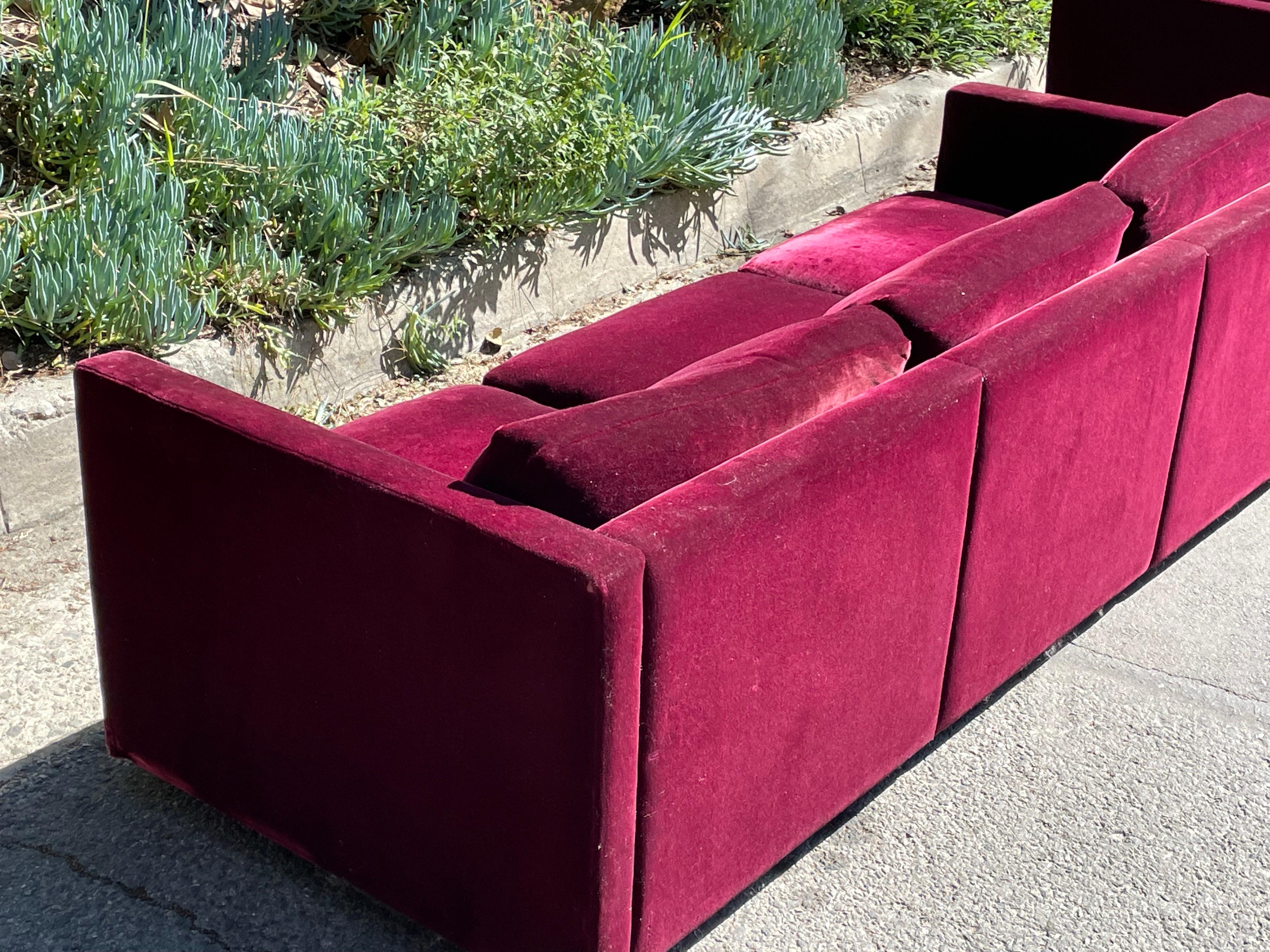 Knoll Pfister Tuxedo Sofa in Original Red Mohair, 1970s 2