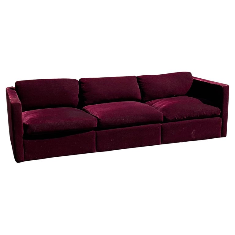 Knoll Pfister Tuxedo Sofa in Original Red Mohair, 1970s For Sale at 1stDibs