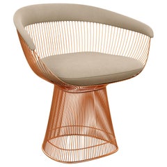 Knoll Platner Armchair in Ultrasuede/Pebble Upholstery & Rose Gold Base