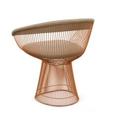 Knoll Platner Armchair in Ultrasuede/Pebble Upholstery & Rose Gold Base