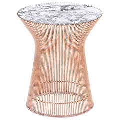 Knoll Platner Side Table, Satin Arabescato Marble & Satin Rose Gold Base