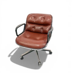 Knoll Pollock Chair in Whiskey Leather, Steel Frame