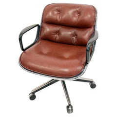 Knoll Pollock Chair in Whiskey Leather, Steel Frame