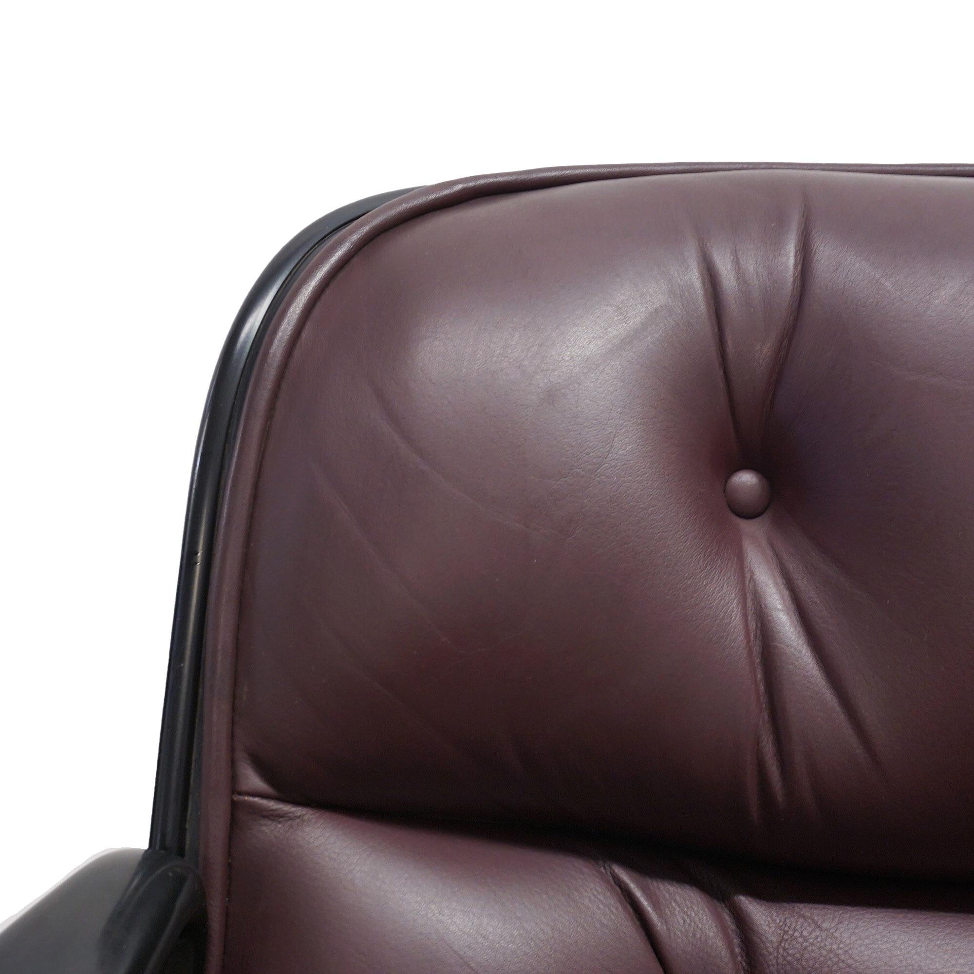 Late 20th Century Knoll Pollock Executive Chair in Aubergine Leather, Matte Black Frame For Sale