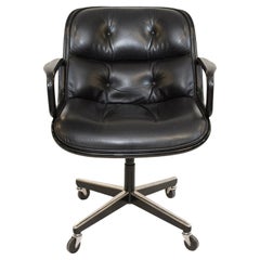 Knoll Pollock Executive Chair in Original Black Leather, Matte Black Frame