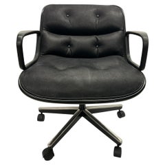 Knoll Pollock Executive Chair in Original Black Suede Leather, Matte Black Frame