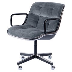 Vintage Knoll Pollock Executive Desk Office Chair in Gunmetal Gray Mohair