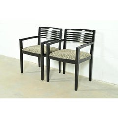 Knoll Fauteuils postmodernes Ricchio laqués noirs, paire