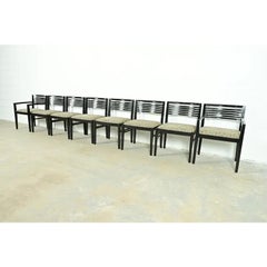 Knoll Postmoderne Chaises de salle à manger Ricchio laquées noires, ensemble de huit