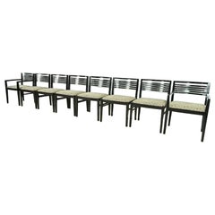 Knoll Postmoderne Chaises de salle à manger Ricchio laquées noires, ensemble de huit