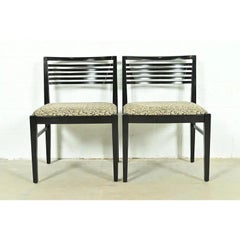 Knoll Postmodern Black Lacquered Ricchio Side Chairs or Dining Chairs, Pair