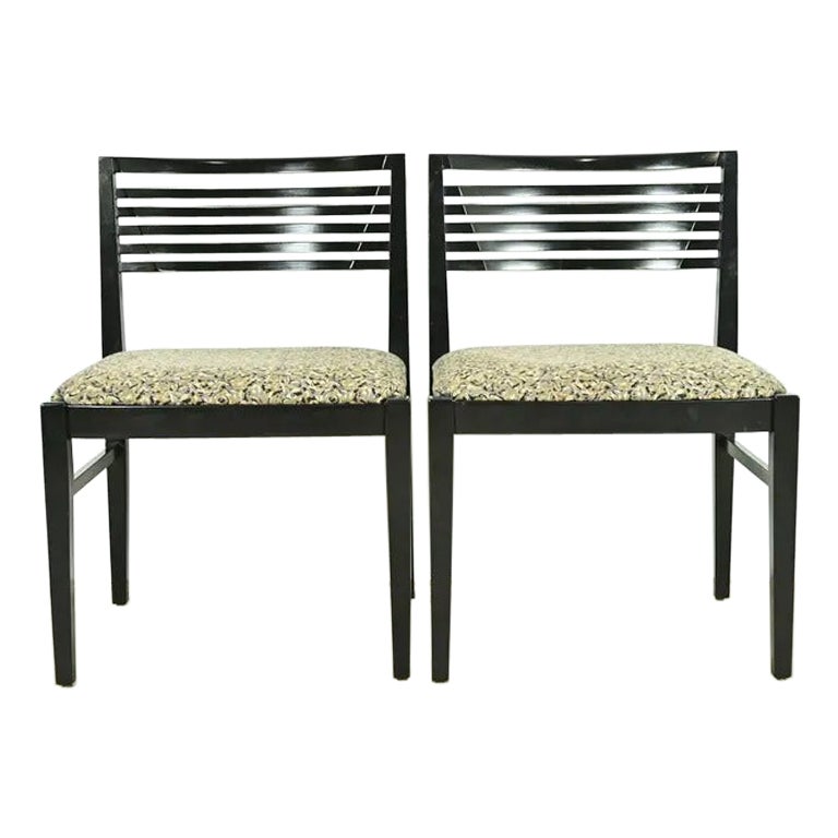 Knoll Postmodern Black Lacquered Ricchio Side Chairs or Dining Chairs, Pair For Sale