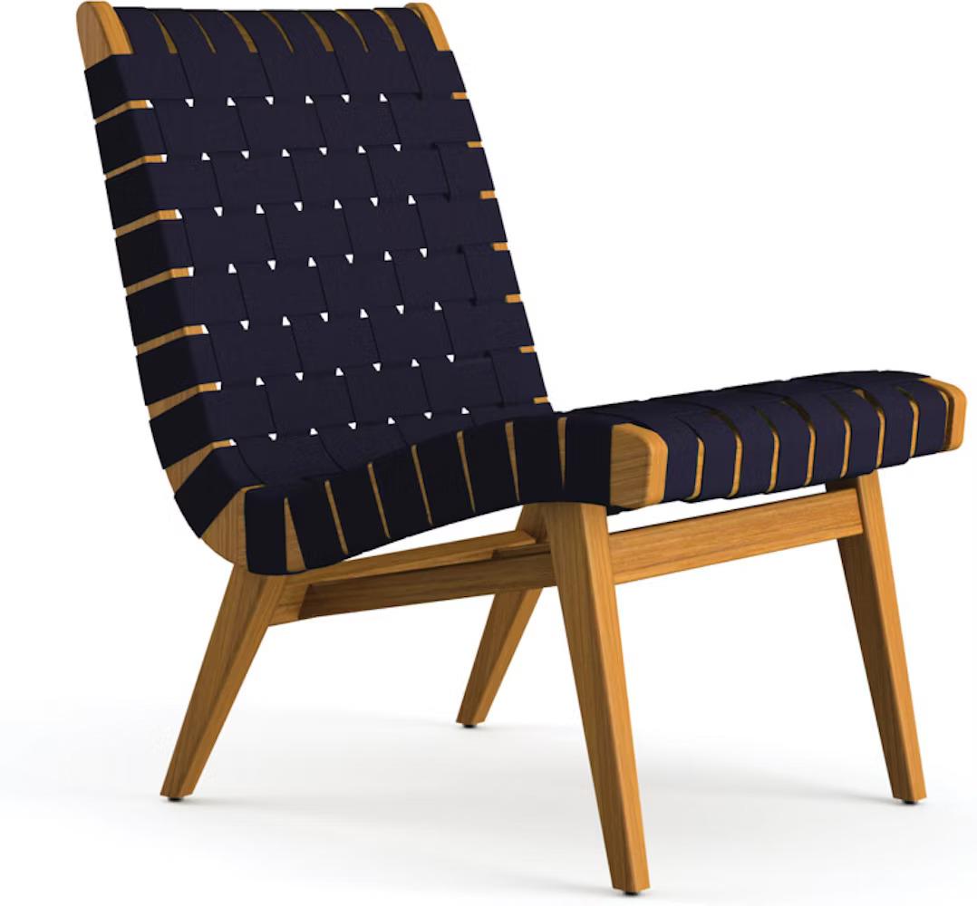Oiled Knoll Risom Lounge Chair and Ottoman Set For Sale