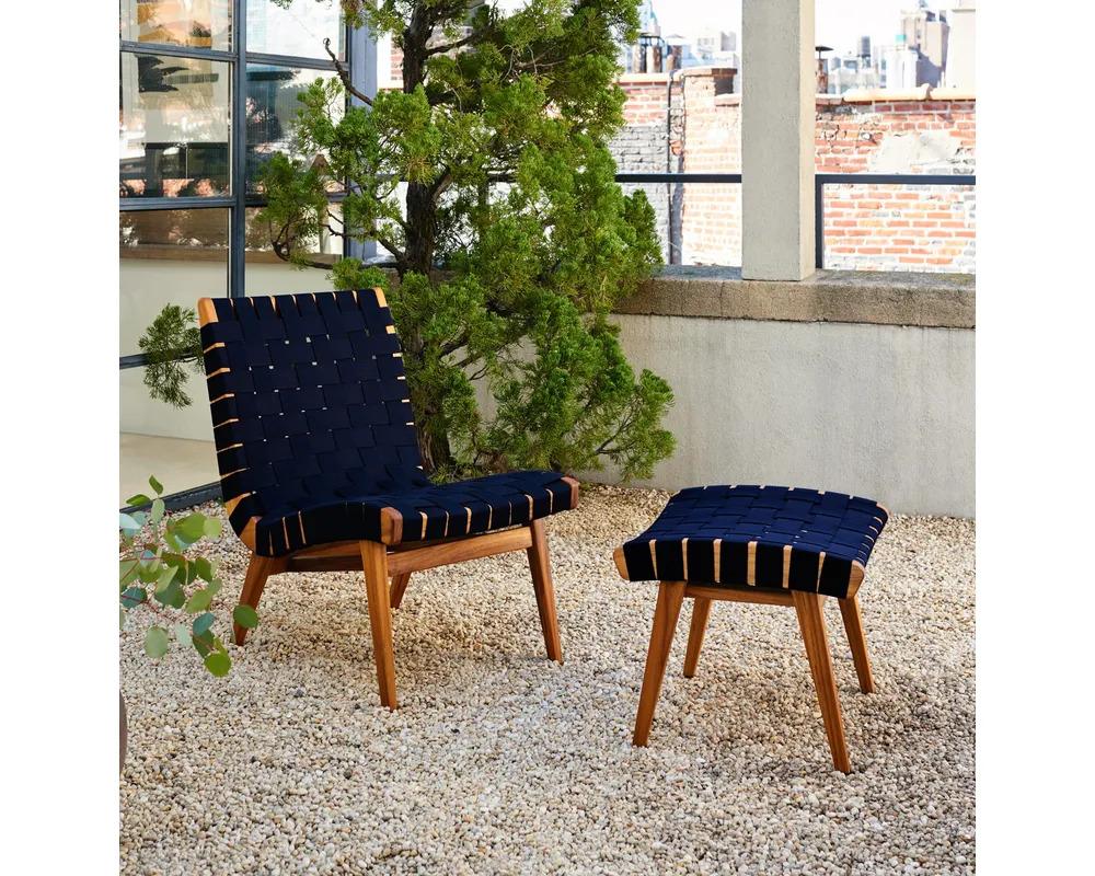 20th Century Knoll Risom Lounge Chair and Ottoman Set For Sale