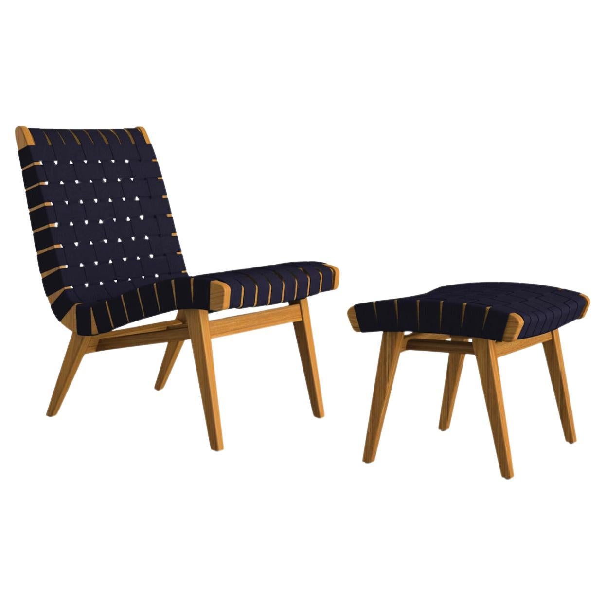 Knoll Risom Lounge Chair and Ottoman Set For Sale