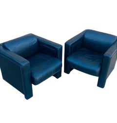 Knoll Robert & Trix Haussmann Black Leather Club Chairs