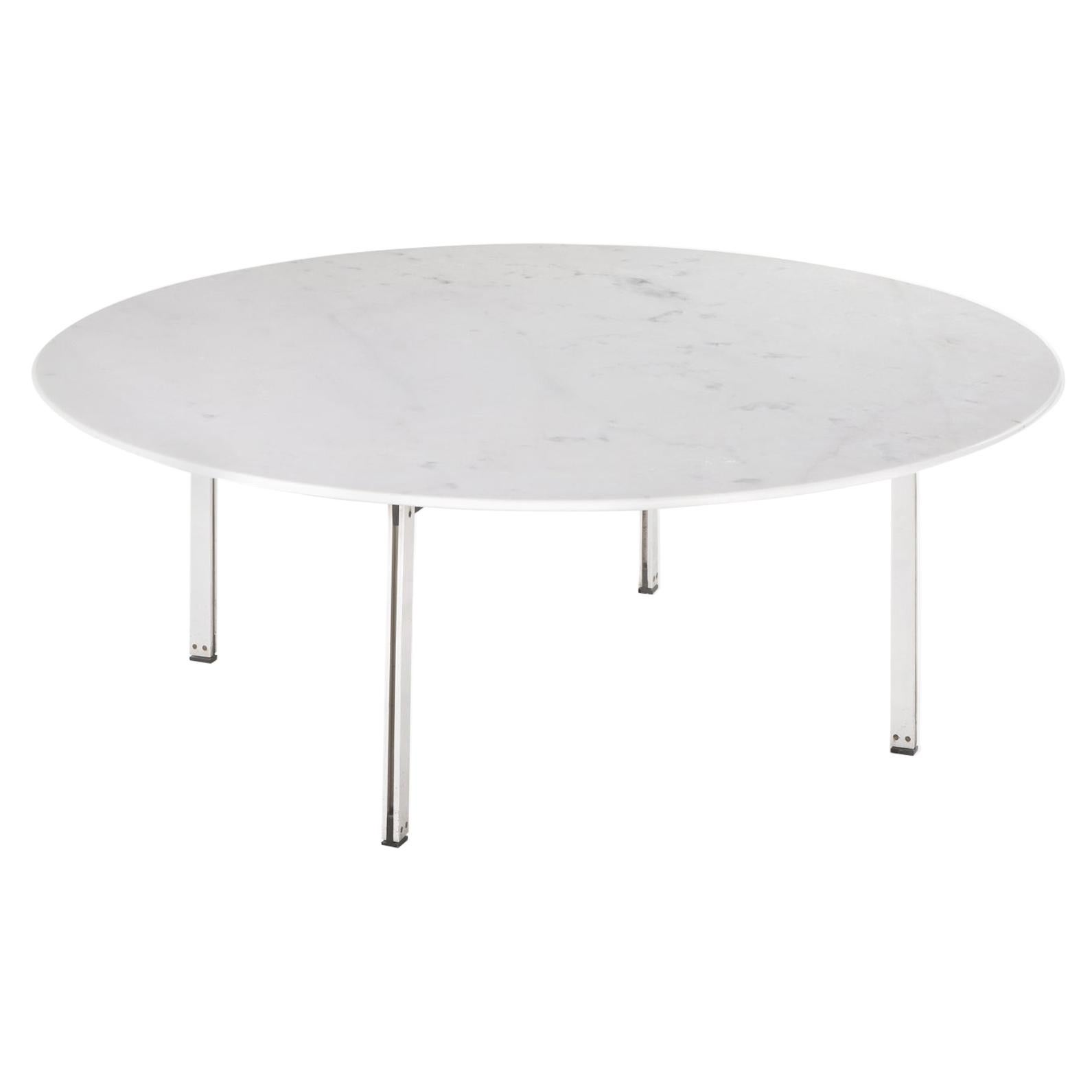 MidCentury Modern Carrara Marble and Brass Coffee Table, Mexico, 1960s