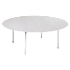 Vintage Knoll Round Coffee Table Mid-Century Modern Marble Carrara Top