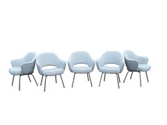Knoll Saarinen Armchair Light Gray With Chrome Base Set of 5