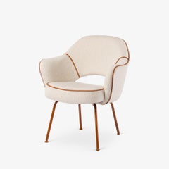 Knoll Saarinen Executive Arm Chairs in Bouclé & Terracotta Accents, Set of 6