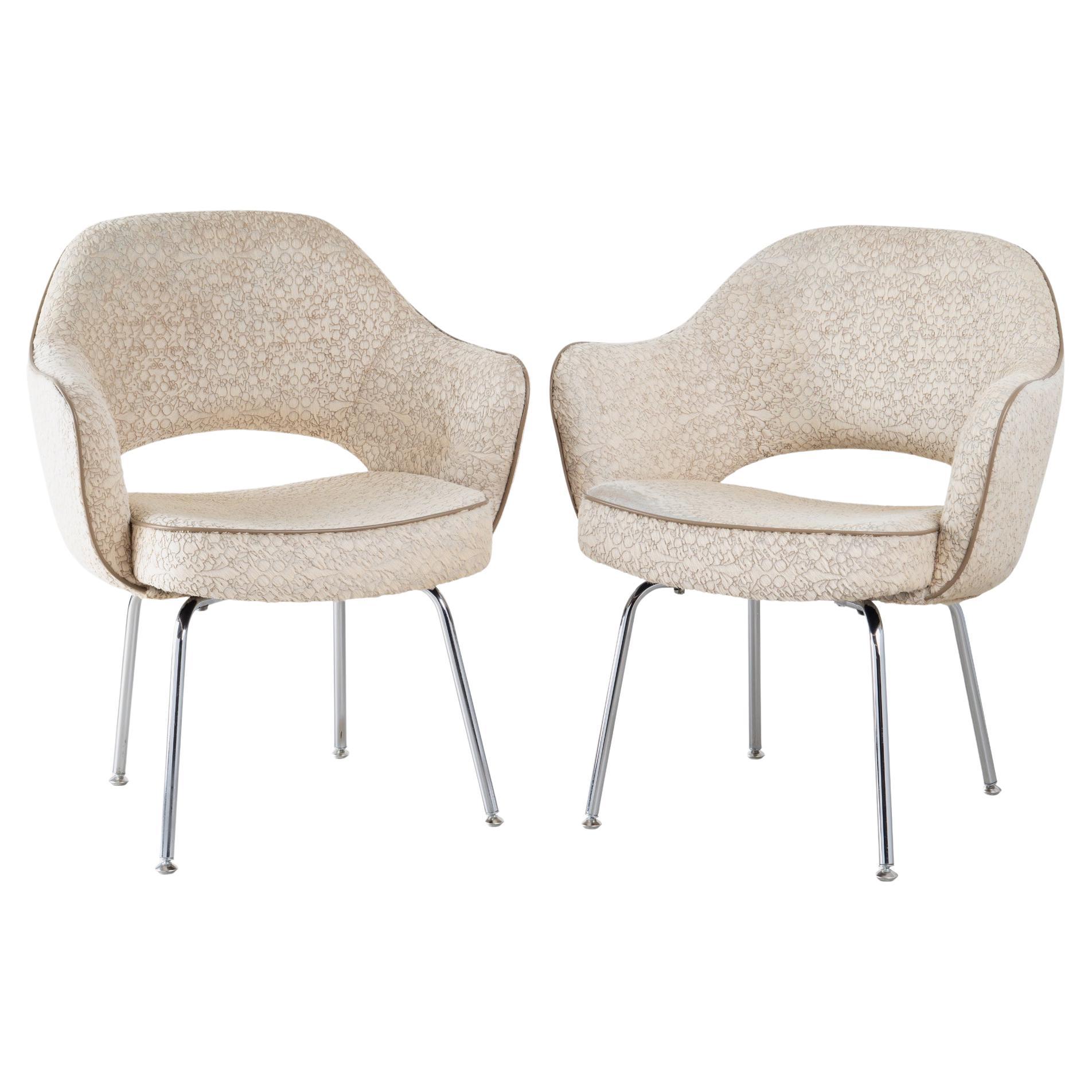Knoll Saarinen Executive Arm Chairs in Edelman Engraved Hair on Hide, Pair